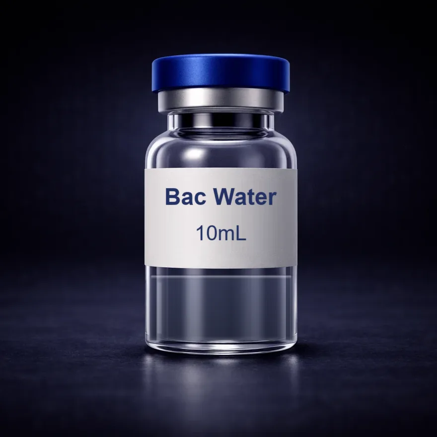 Bacteriostatic Water 3 / 10 / 30 mL bacteriostatic water vial, clear liquid, laboratory research use only
